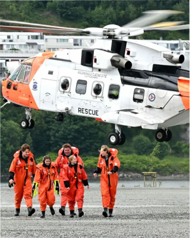 Group of RelyOn trainees getting off a helicopter as part of their training
